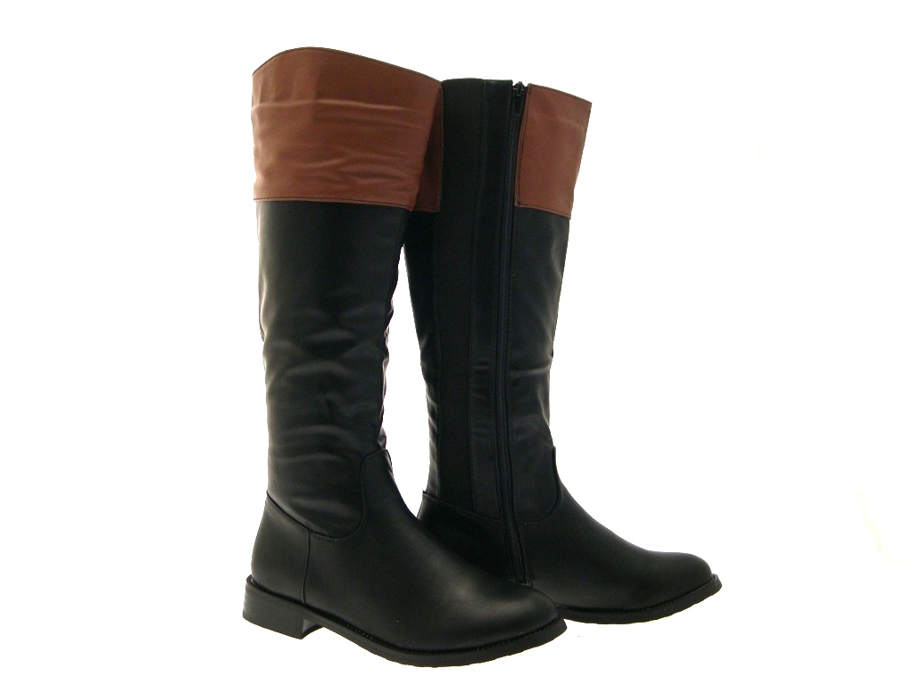 ladies black and tan boots